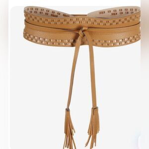 BCBGMAXAZRIA Whipstitch Faux-Leather Tassle Belt Sz XS